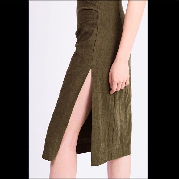 NWT Third Form Drifter Olive Linen Blend One Shoulder Dress Size 4 - Picture 5 of 14